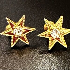 Gold Star Earrings with Crystal Accents